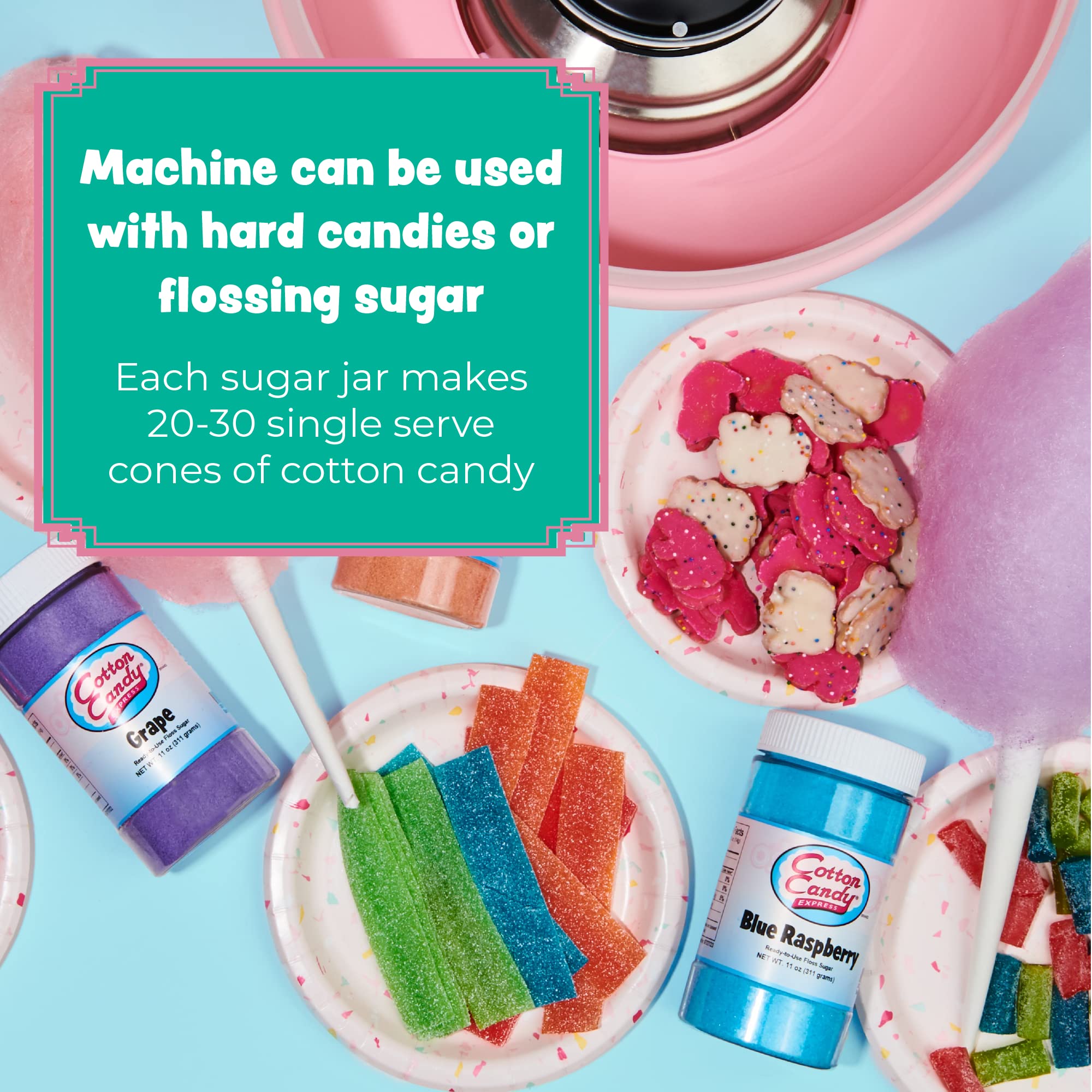 Cotton Candy Express CC1000-S Cotton Candy Machine, Easy to Use and Clean, Nostalgia, and Fun, Comes with Instruction Manual and Tip Card, Pink - Image 5