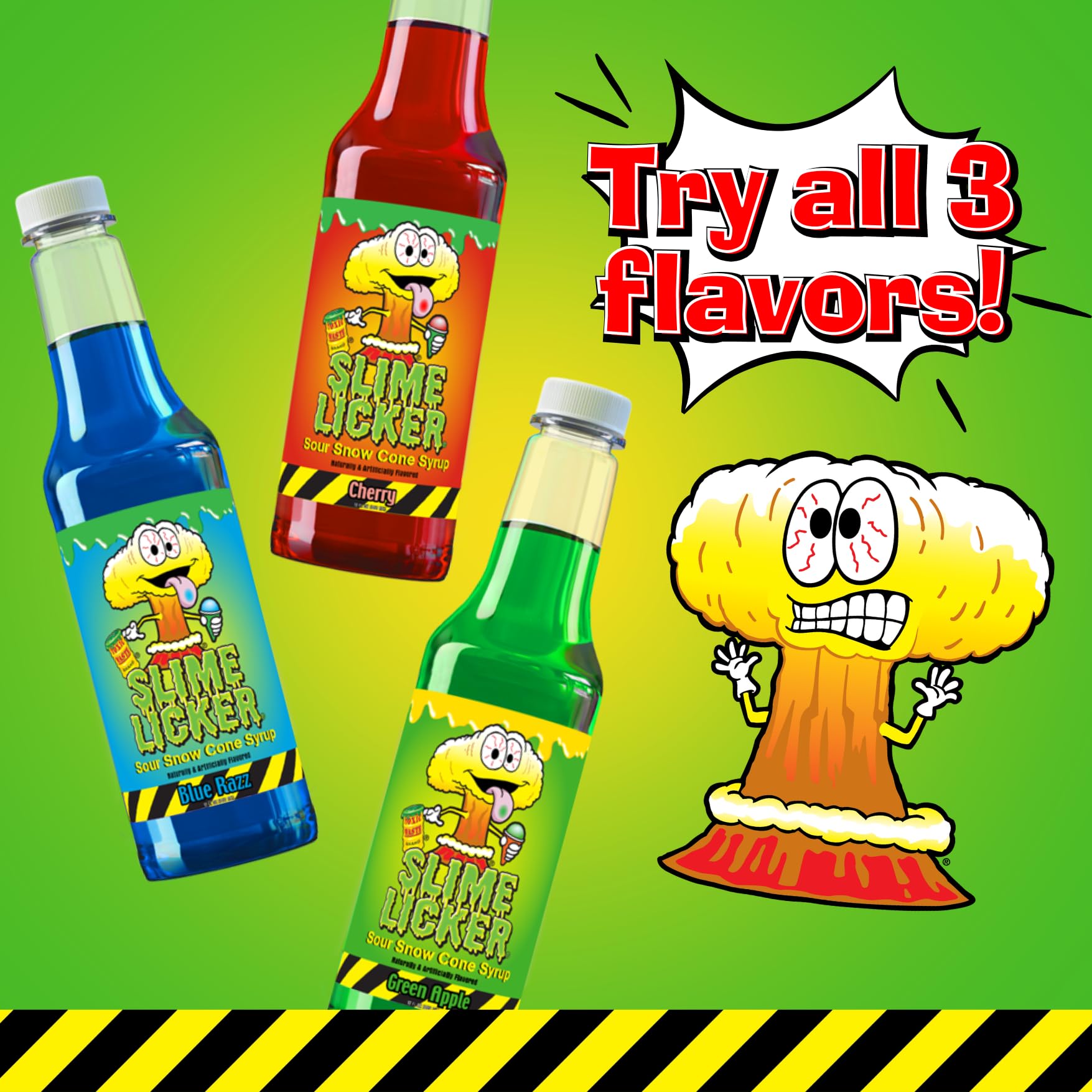 Hawaiian Shaved Ice TOXIC WASTE Green Apple Sour Snow Cone Syrup, Makes 6 servings, Made in USA, Nut, Soy, Dairy Free, Flavor Fluffy or Crunchy Snow Cones, 12 oz - Image 5