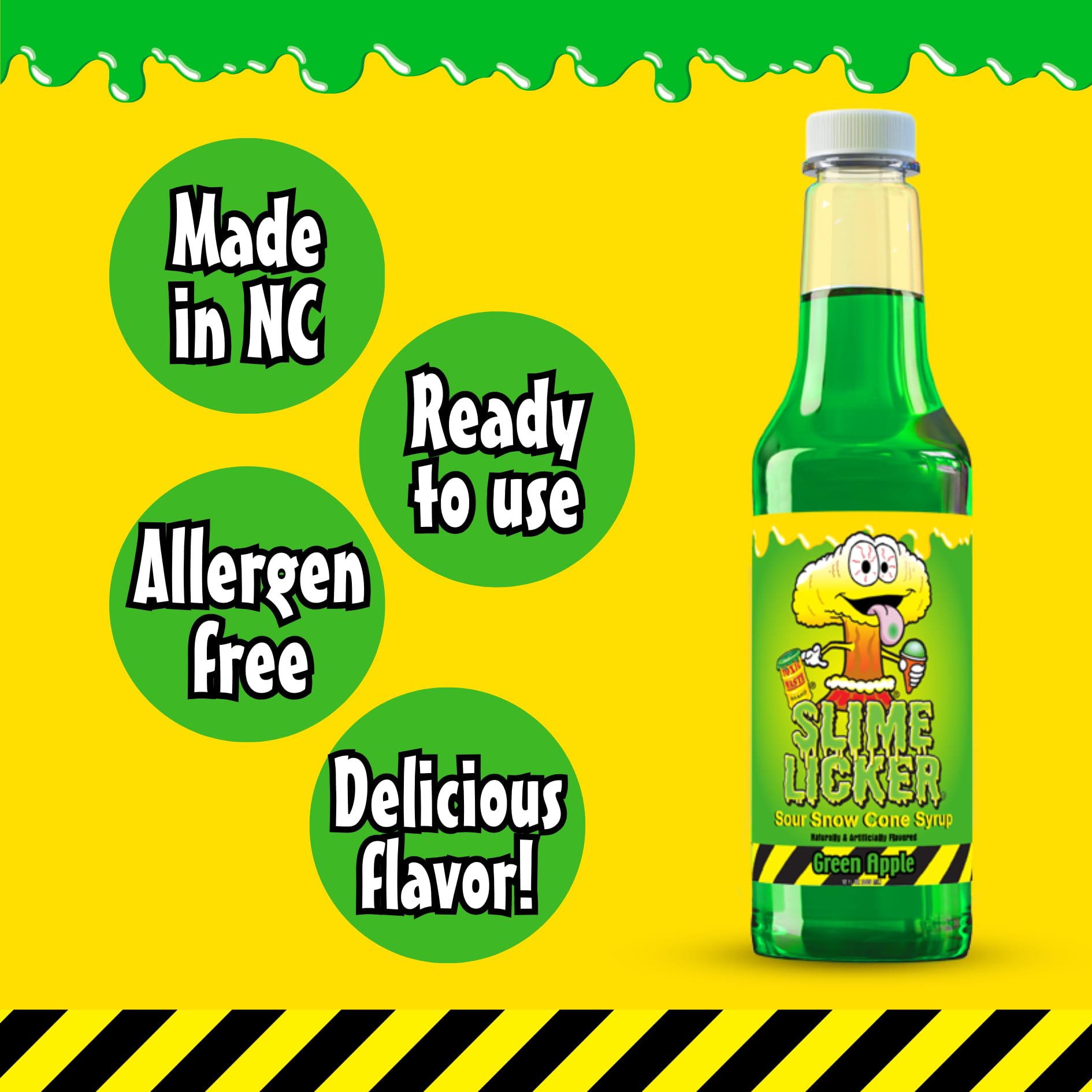 Hawaiian Shaved Ice TOXIC WASTE Green Apple Sour Snow Cone Syrup, Makes 6 servings, Made in USA, Nut, Soy, Dairy Free, Flavor Fluffy or Crunchy Snow Cones, 12 oz - Image 6