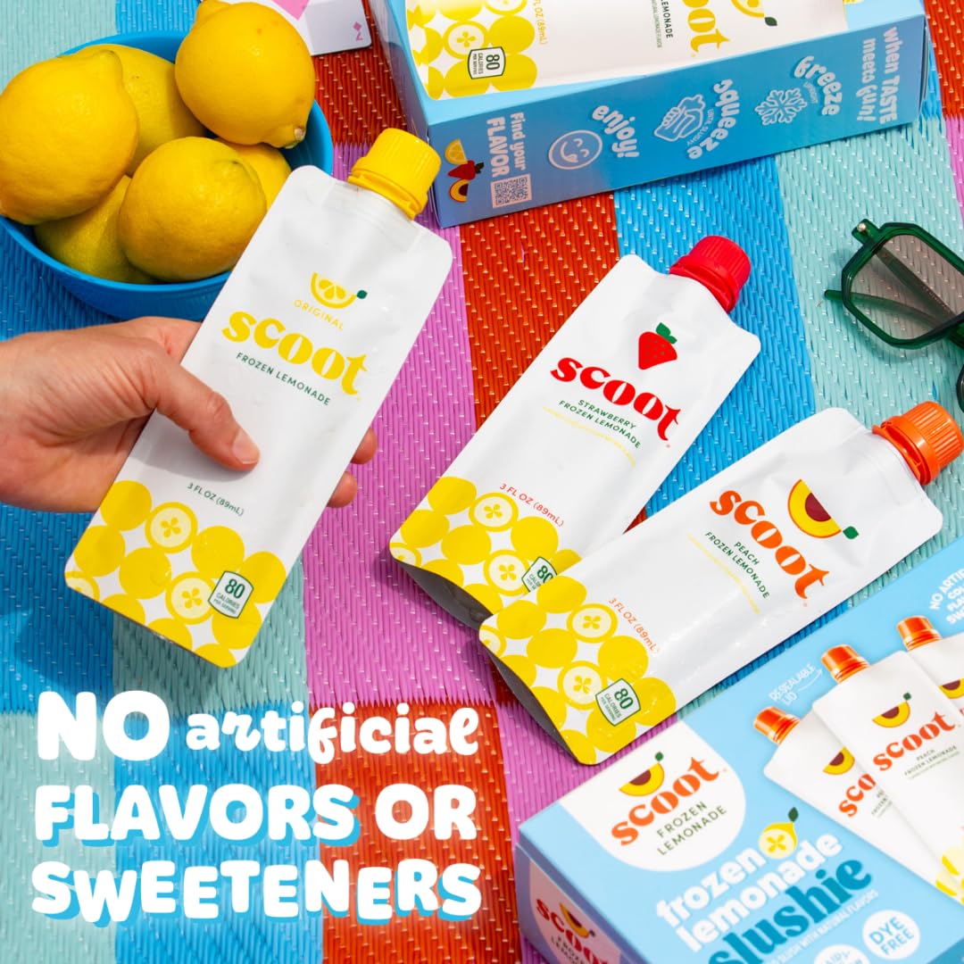 Scoot Frozen Lemonade Original Lemon 3-ounce Shelf-stable Pouches of Classic Lemon Flavor Lemonade, Ready to Freeze, Squeeze Into a Slushy, and Enjoy, 12 Pack - Image 4